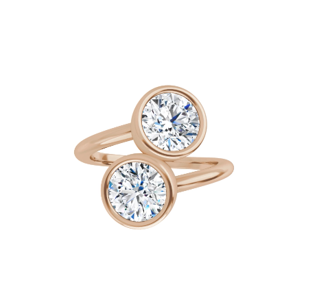 14K Gold Toi et Moi Bezel Set Round Brilliant Lab Diamond Ring