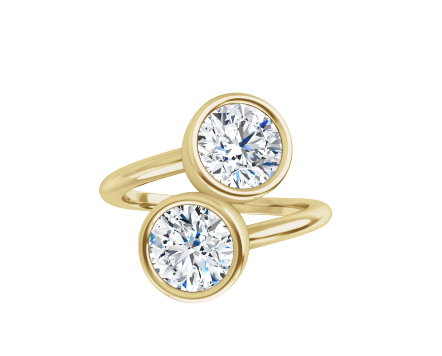 14K Gold Toi et Moi Bezel Set Round Brilliant Lab Diamond Ring