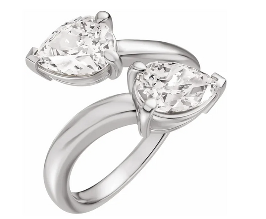 14K Gold Toi et Moi Double Pear Shape Lab Grown Diamond Ring
