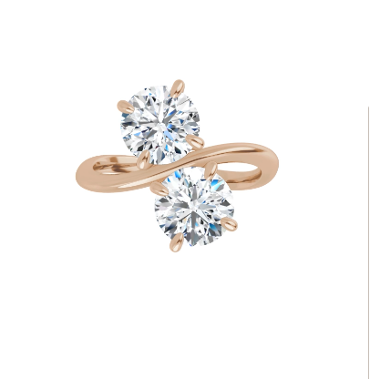 14K Gold Toi et Moi Round Brilliant Lab Diamond Ring