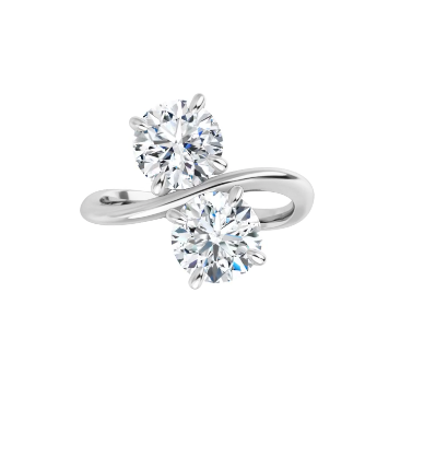 14K Gold Toi et Moi Round Brilliant Lab Diamond Ring