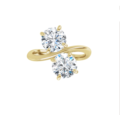14K Gold Toi et Moi Round Brilliant Lab Diamond Ring