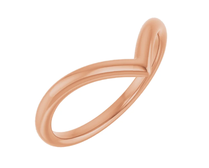 14K Gold Curved Contour Band Stackable Ring