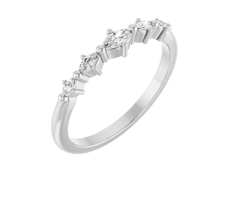14K Gold Lab Grown Marquise Diamond Stackable Band