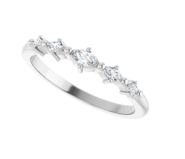 14K Gold Lab Grown Marquise Diamond Stackable Band