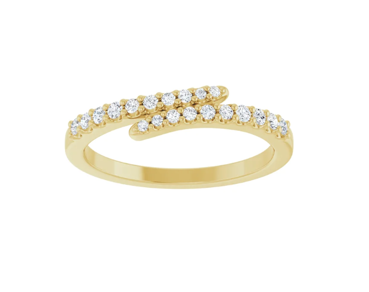 14K Gold Lab Grown Diamond Bypass Wedding Ring Band