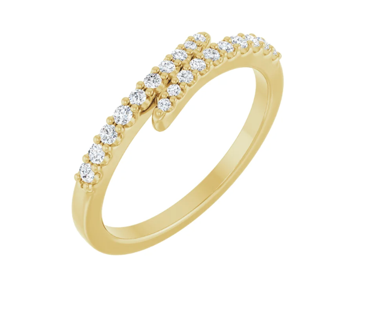 14K Gold Lab Grown Diamond Bypass Wedding Ring Band