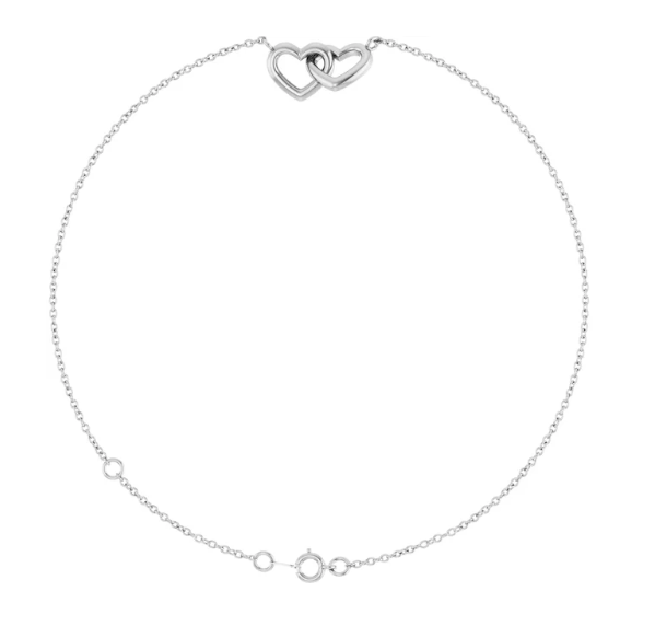 14K Gold Interlocking Heart Charm Bracelet