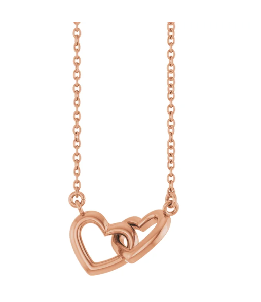 14K Gold Interlocking Heart Pendant Necklace