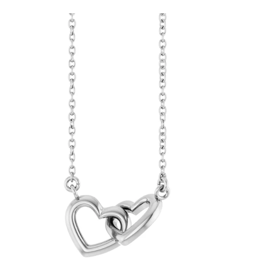 14K Gold Interlocking Heart Pendant Necklace