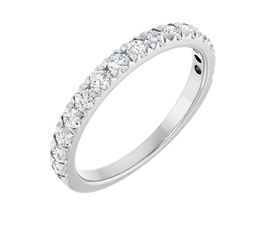 14K Gold French Set 0.50ctw Lab Diamond Wedding Band Ring