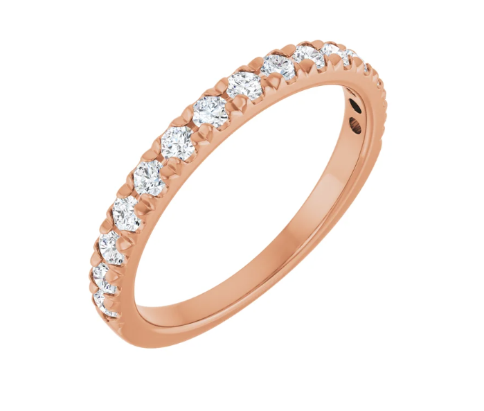 14K Gold French Set 0.50ctw Lab Diamond Wedding Band Ring