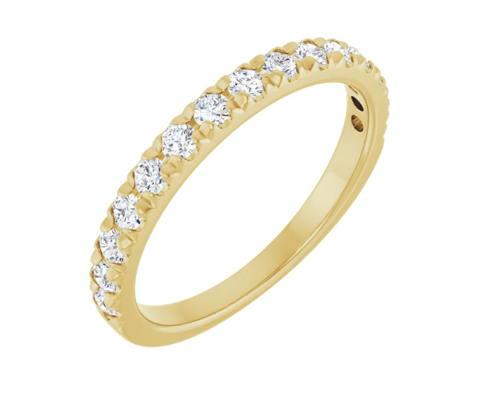 14K Gold French Set 0.50ctw Lab Diamond Wedding Band Ring