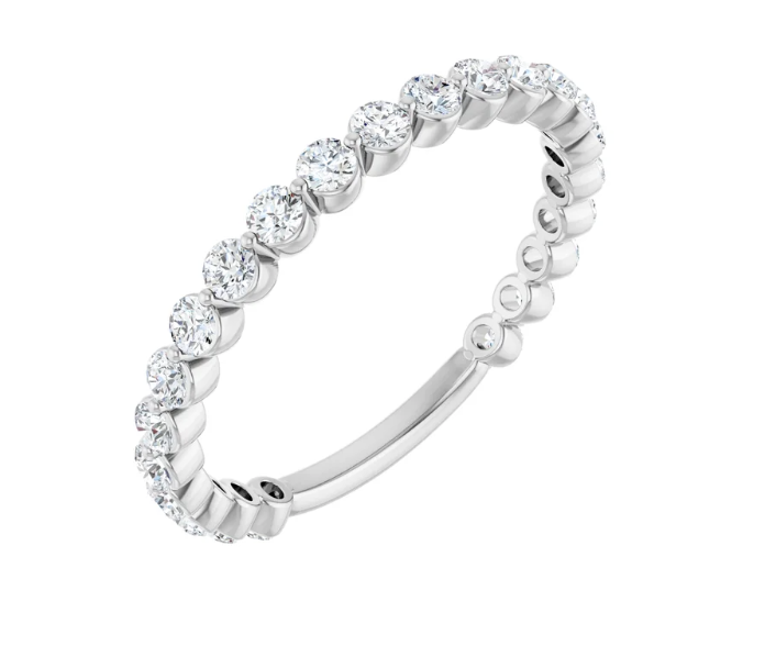 14K Gold 0.75ctw Round Lab Diamond Shared Prong Wedding Band Ring