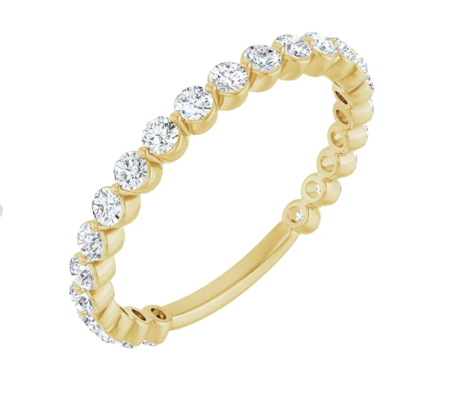 14K Gold 0.75ctw Round Lab Diamond Shared Prong Wedding Band Ring