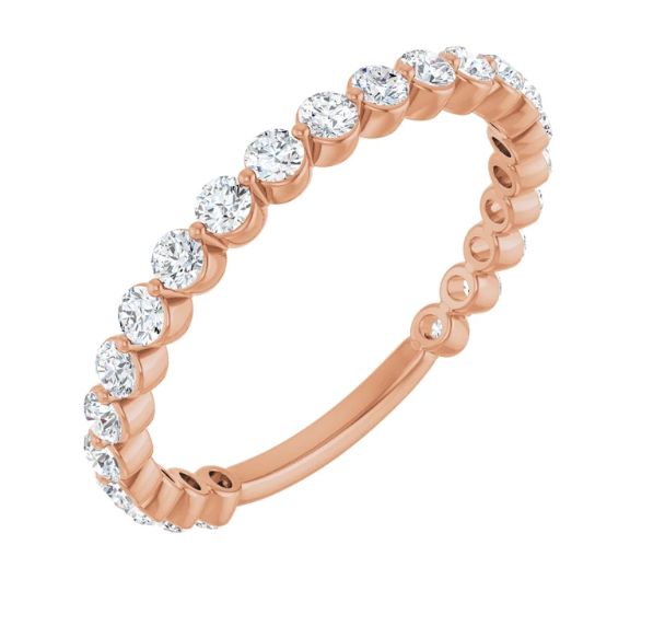 14K Gold 0.75ctw Round Lab Diamond Shared Prong Wedding Band Ring