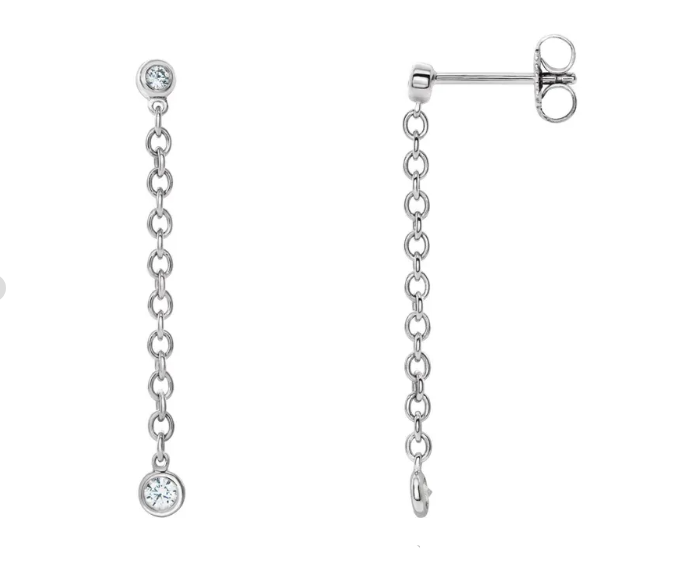 14K Gold 0.20ctw Natural Diamond Drop Earrings