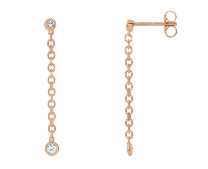 14K Gold 0.20ctw Natural Diamond Drop Earrings