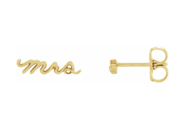 14K Gold Mrs Stud Earrings