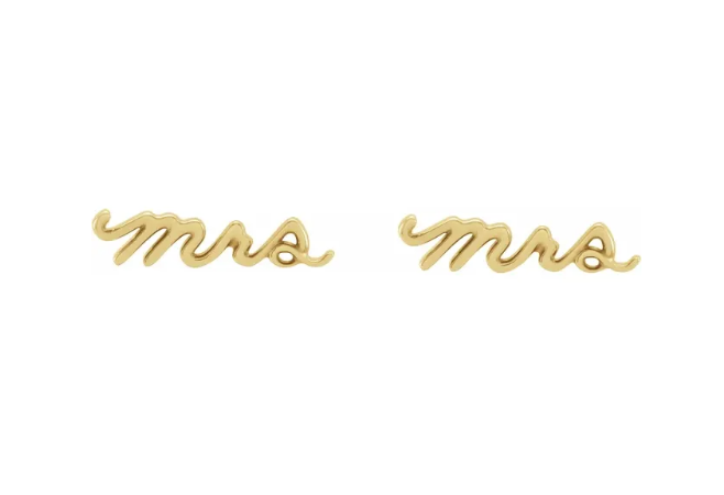 14K Gold Mrs Stud Earrings