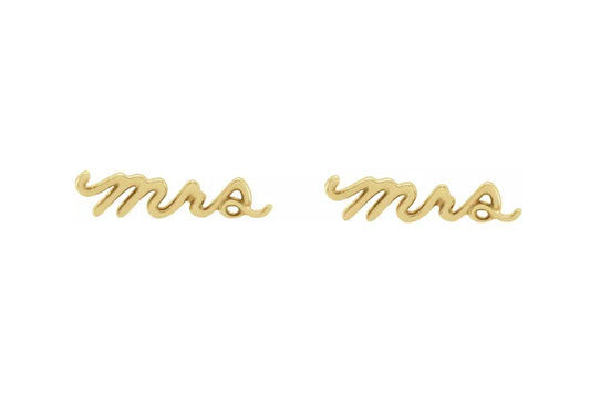 14K Gold Mrs Stud Earrings