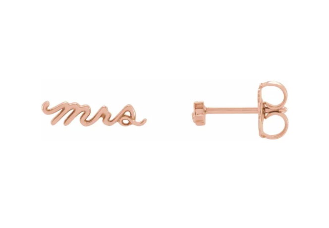 14K Gold Mrs Stud Earrings