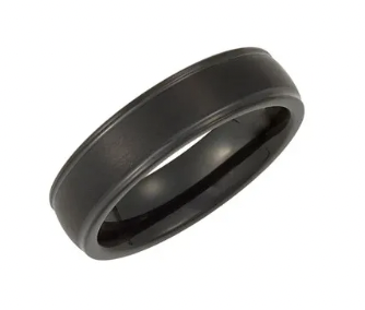 Tungsten 6 mm Flat Edge Grooved Comfort Fit Half Round Mens Wedding Band Ring