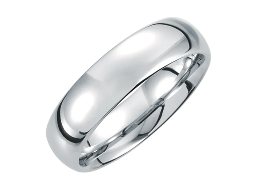 White Tungsten 6 mm Comfort Fit Half Round Mens Wedding Band Ring