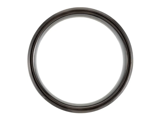 Black & Blue PVD Tungsten 8 mm Beveled Edge Grooved Comfort Fit Mens Wedding Band Ring