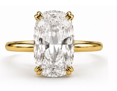 2.50 Carat Lab Elongated Cushion Cut Diamond Set in Solitaire with Double Prongs