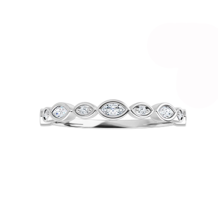 14K Gold 0.16CTW Dainty Round and Marquise Lab Diamond Wedding Band