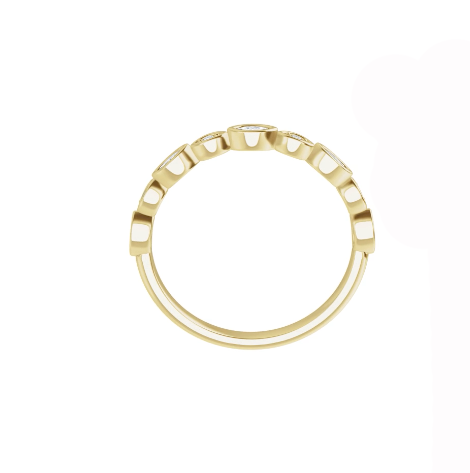 14K Gold 0.16CTW Dainty Round and Marquise Lab Diamond Wedding Band