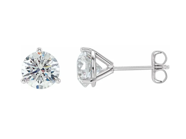 2.50ctw Three Prong Martini Set 14K Gold Round Lab Diamond Earrings
