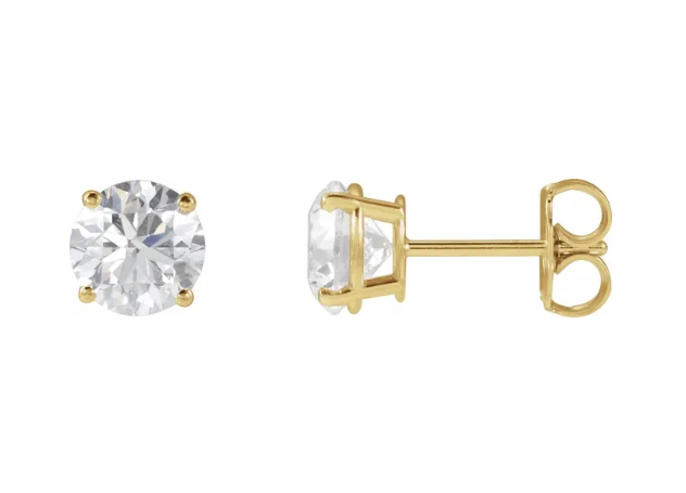 2.00ctw Four Prong Basket Set 14K Gold Round Lab Diamond Earrings