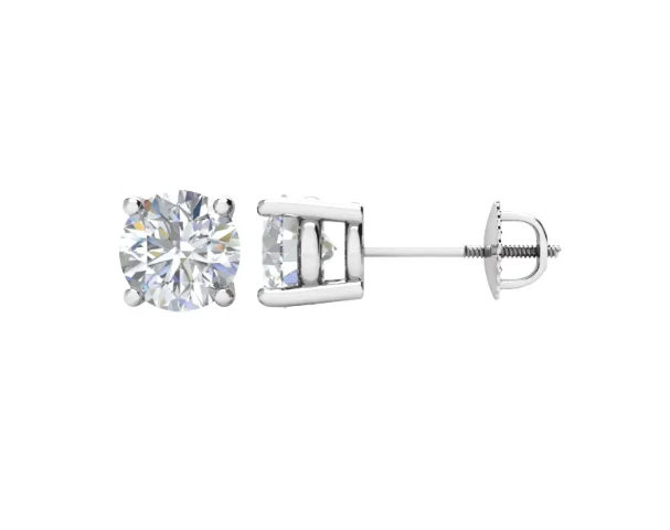 2.00ctw Four Prong Basket Set 14K Gold Round Lab Diamond Earrings
