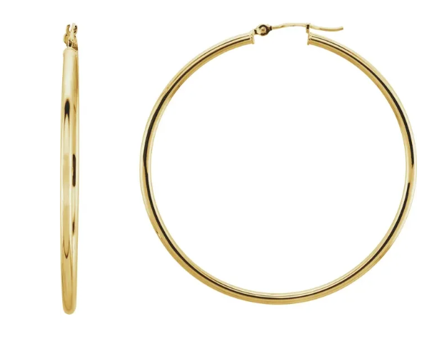 14K Yellow Gold Tube Hoop Earrings