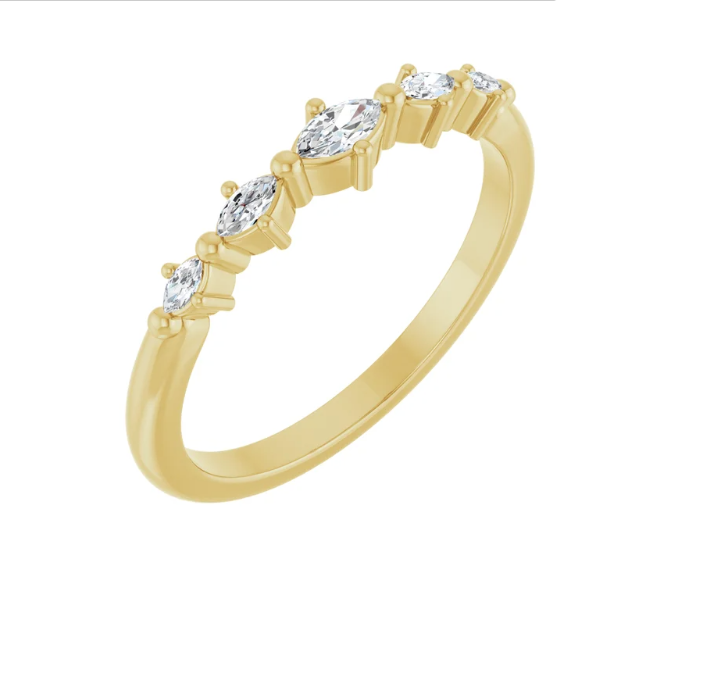 14K Gold Lab Grown Marquise Diamond Stackable Band