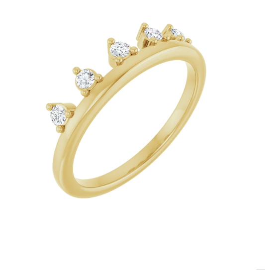 14K Gold Lab Grown Diamond Crown Ring