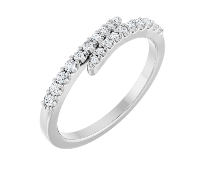 14K Gold Lab Grown Diamond Bypass Wedding Ring Band