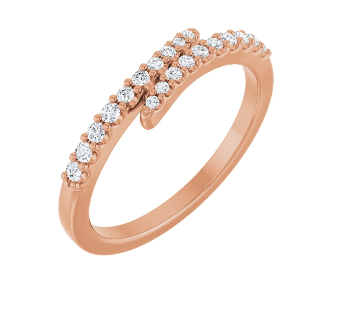 14K Gold Lab Grown Diamond Bypass Wedding Ring Band