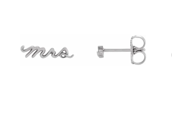 14K Gold Mrs Stud Earrings